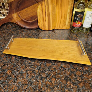 Handmade in USA Rustic Raw Edge Charcuterie Board Tray Serving Honey Oak Natural